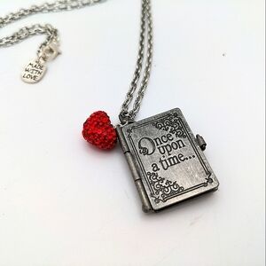 Miniature Book Pendant Apple Charm Necklace